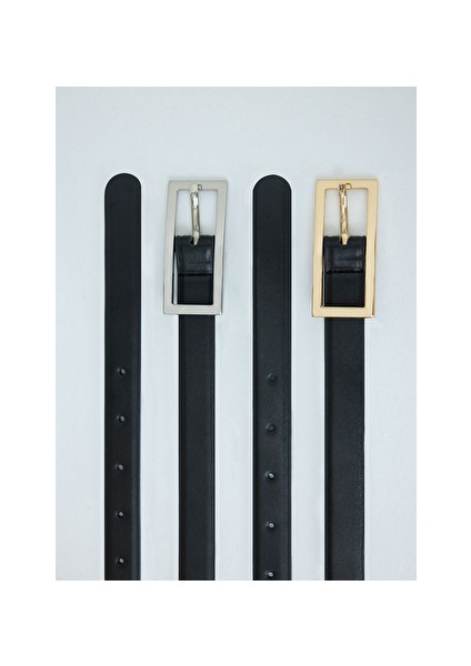 Siyah Rou Gold Tokalı Ince Kemer fırsatları