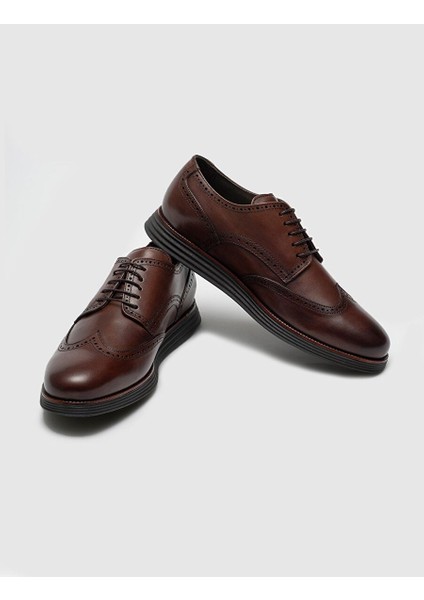 Hakiki Deri Kahverengi Bağcıklı Erkek Günlük Ayakkabı fırsatları