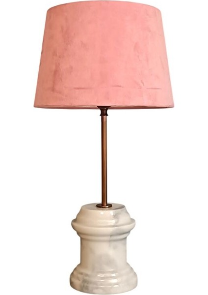 Arse Mermer Tabanlı Beyaz Abajur