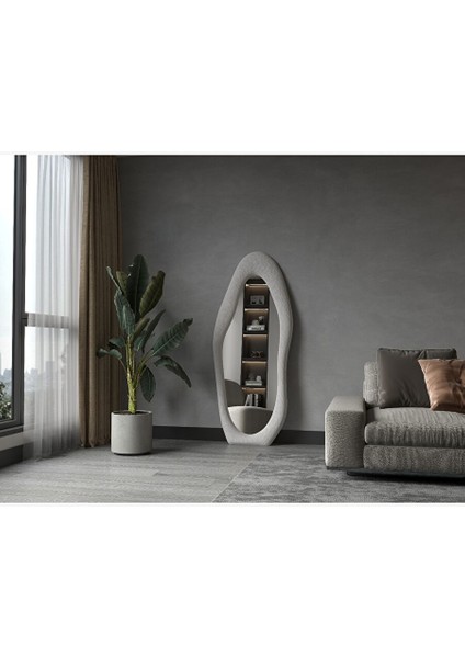 Nero Dalgalı Çerçeveli Boy Aynası Oval Boy Aynası 165X65 cm