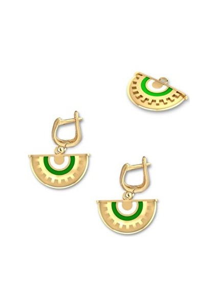 Enki Yeşil Mineli Küpe