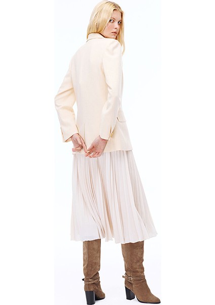 Seras Rahat Kalıp Standart Boy Takma Kol Ceket Yaka Bej Ceket indirimleri