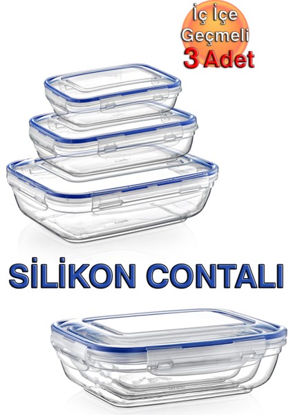 Lock&fresh Contalı Dikdörtgen Saklama Kabı (310,565,975 Ml) (Üçlü Set) modelleri