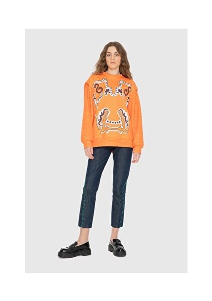 Baski ve Vatka Detayli Sweatshirt