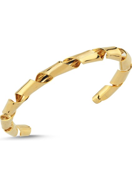 Lisa Lina Ribbon Cuff Burgu Formlu Altın Kaplama Kadın Bileklik