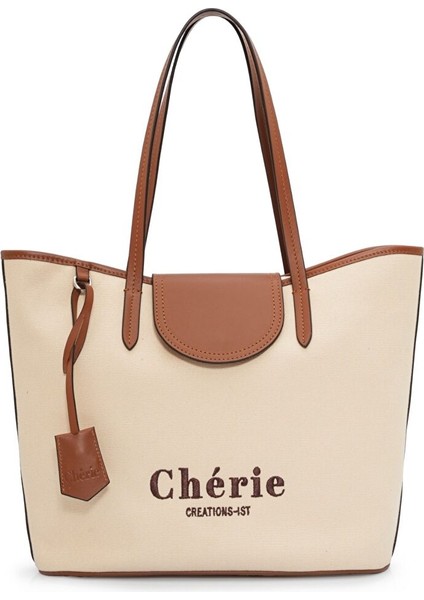 Cosmo Kanvas Leopar Süet Detaylı Bej Kadın Omuz Çantası