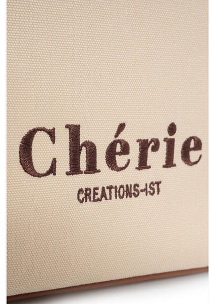 Cosmo Kanvas Leopar Süet Detaylı Bej Kadın Omuz Çantası