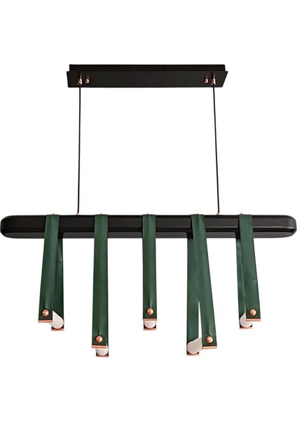 Elan Deri Detaylı Siyah Yeşil Sarkıt Avize