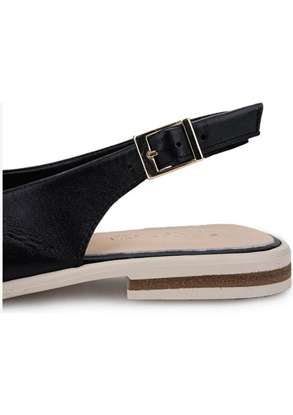 Kadın Hakiki Deri Siyah/krem Babet Ayakkabı fırsatları