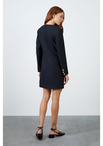 Uzun Kollu V Yakalı Midi Boy Siyah Elbise fırsatları