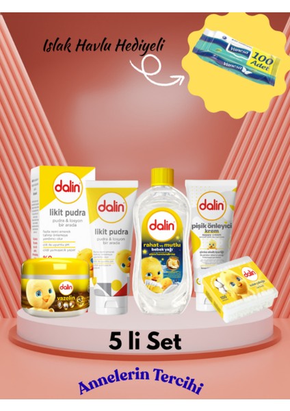 Vazelin+Likit Pudra+Bebek Yağı+Pişik Kremi+Kulak Çubuğu+Islak Havlu Hediyeli