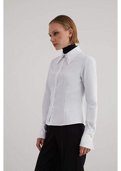 Fit Kesim Likralı Poplin Pamuk Gömlek fiyatları