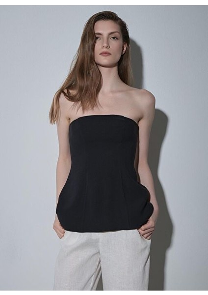 Siyah Leina Straplez Tensel Bluz fırsatları