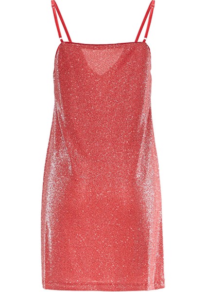 Kırmızı Pul Payet Kolsuz Kısa Elbise fiyatları