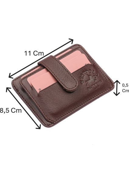 Hakiki Deri Bol Kart Bölmeli Patlı Unisex Kartlık - Kahverengi