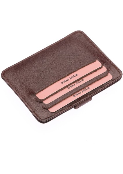 Hakiki Deri Bol Kart Bölmeli Patlı Unisex Kartlık - Kahverengi fırsatları