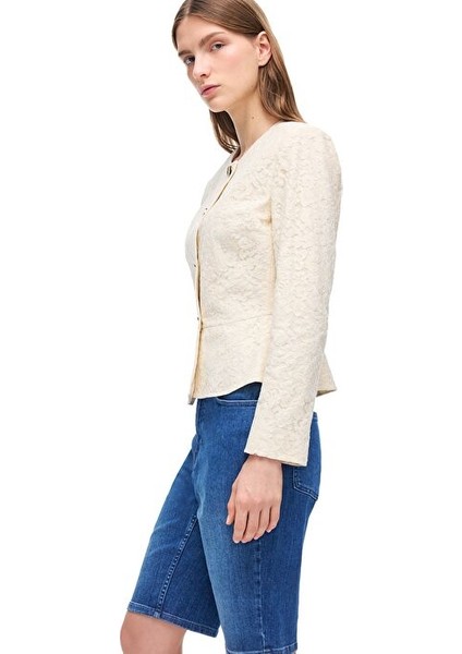 Krem Iolite Regular Fit Çiçekli Ceket modelleri
