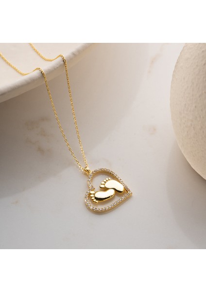 925 Ayar Gümüş Kalpli Bebek Ayağı Kolye modelleri