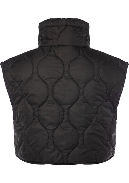 Slim Crop Fit Kapitone Siyah Kadın Yelek fiyatları