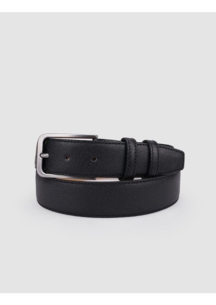 %100 Hakiki Deri Siyah Desenli Erkek Günlük Kemer