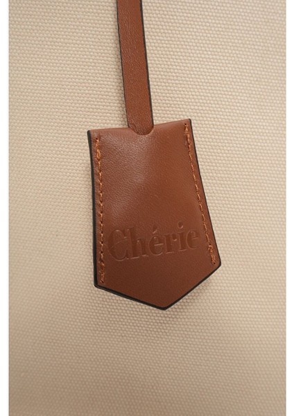 Cosmo Kanvas Leopar Süet Detaylı Bej Kadın Omuz Çantası