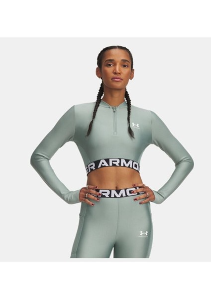 Kadın Ua Heatgear Rib 1/4 Fermuarlı Uzun Kollu Tişört 1388692-348