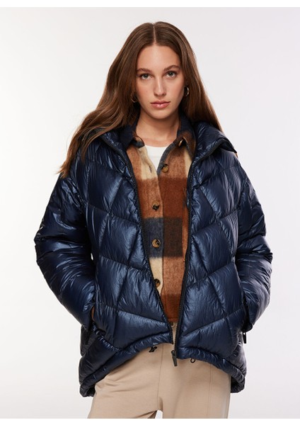 Dik Yaka Lacivert Kadın Mont F3WL-MNT7