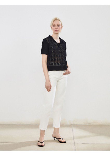 Yeni Sezon Polo Yaka Ajurlu Kadın Triko Kazak fiyatları