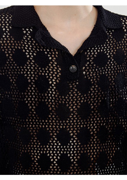 Yeni Sezon Polo Yaka Ajurlu Kadın Triko Kazak modelleri