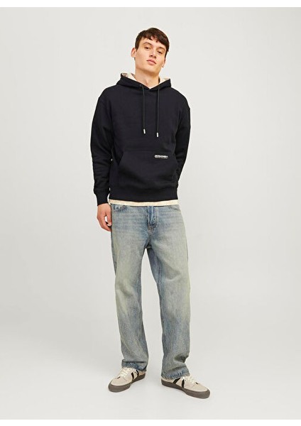 Siyah Erkek Kapüşon Loose Fit Sweatshirt 12256534_JJELEGACY Sweat Hood Noos