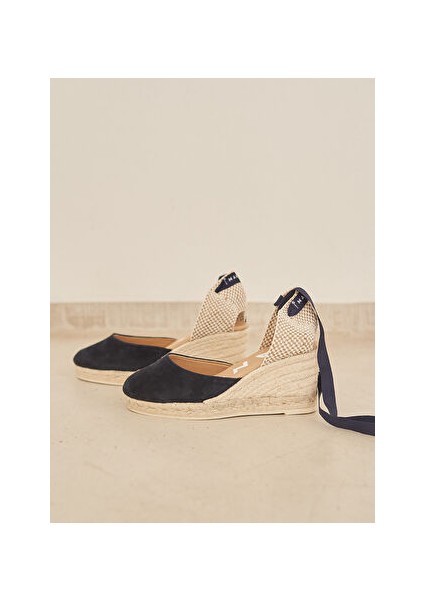 Lacivert Kadın Deri Espadril 1.5 Wl