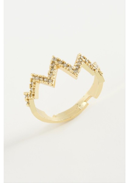 Zikzak Taşlı Metal Yüzük modelleri