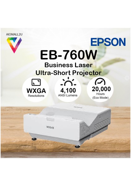 EB-760W 4100 Ansı Lümen Wxga Ultra Kısa Mesafe Lazer Kablosuz Projeksiyon Cihazı