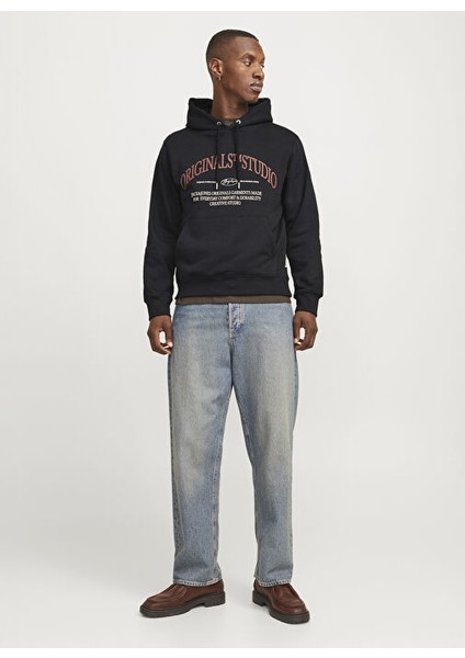 Siyah Erkek Kapüşon Loose Fit Sweatshirt 12265823_JORFREDERIKSBERG Margate S