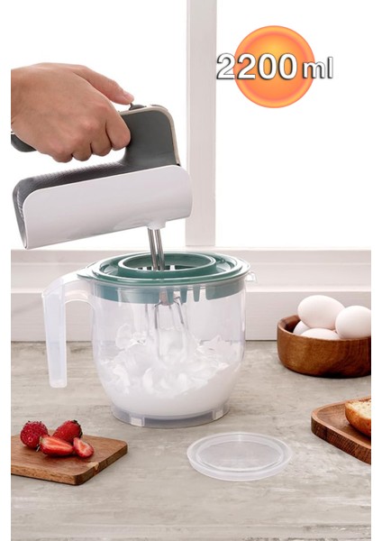 2200ML Çift Kapaklı, Ölçekli Mikser Kabı, Kaymaz, Sıçratmaz fiyatları