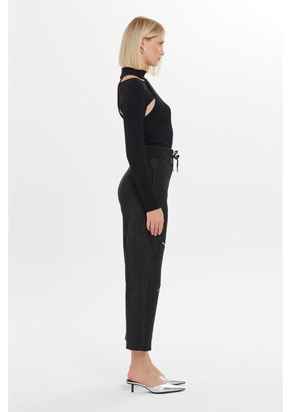 Fermuarlı Işlemeli Boru Paça Siyah Eşofman Altı fiyatları