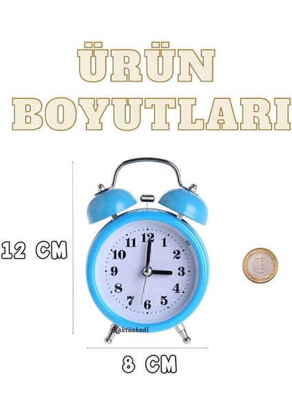 Mini Boy Dekoratif Metal Işıklı Alarmlı Yuvarlak Masa Saati - Çalar Saat fiyatları