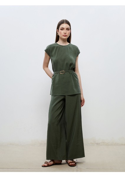 Yeni Sezon Bisiklet Yaka Beli Kemerli Bluz fiyatları