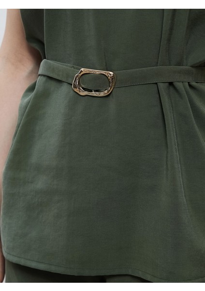 Yeni Sezon Bisiklet Yaka Beli Kemerli Bluz modelleri