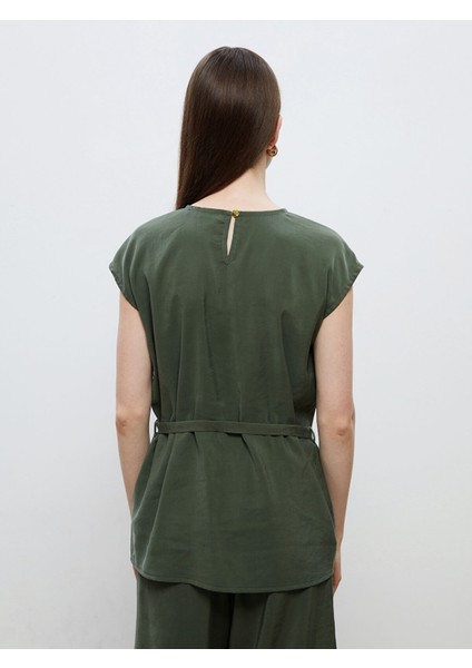 Yeni Sezon Bisiklet Yaka Beli Kemerli Bluz fırsatları