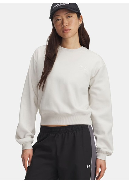 6003675-110-UA Icon Vida Flc Crew Beyaz Kadın Crop Sweatshirt