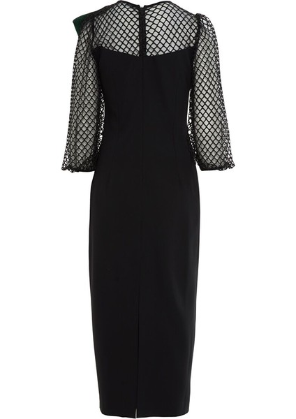 Gül Broşlu File Detaylı Abiye Elbise modelleri