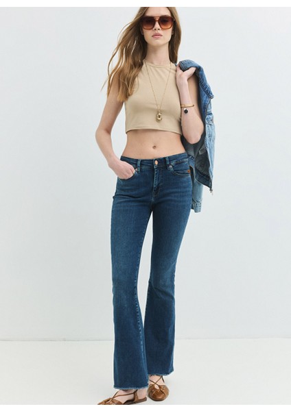 Brıdge Skinny Flare Fit Koyu Indigo Kadın Jean Pantolon