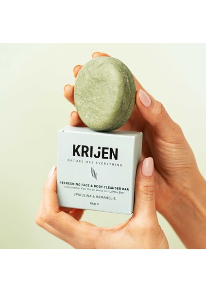 Canlandırıcı Etkili Spirulina & Hamamelis Yüz ve Vücut Temizleme Barı 95 gr