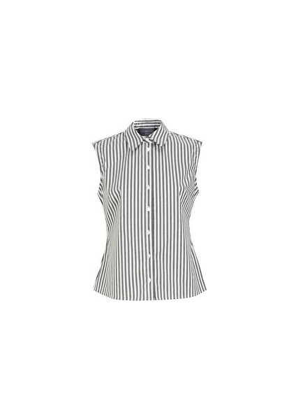 Şerit Desenli Regular Pamuklu Kolsuz Gömlek