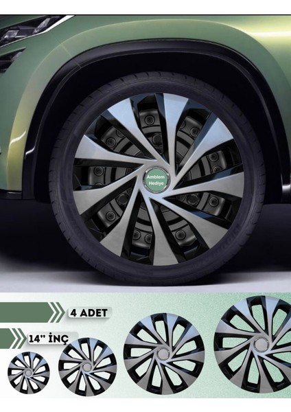 Fiat Scudo 14 Inç Jant Kapağı Çift Renk (Amblemli 4-Adet Kapak) 304