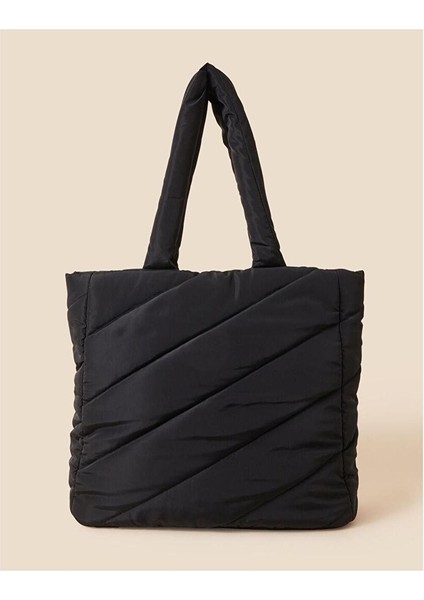 Recycled Nylon Quilted Shopper Black fiyatları