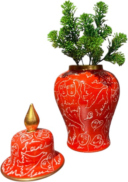 Love Shah Nar Çiçeği Seramik Küp Dekoratif Obje modelleri