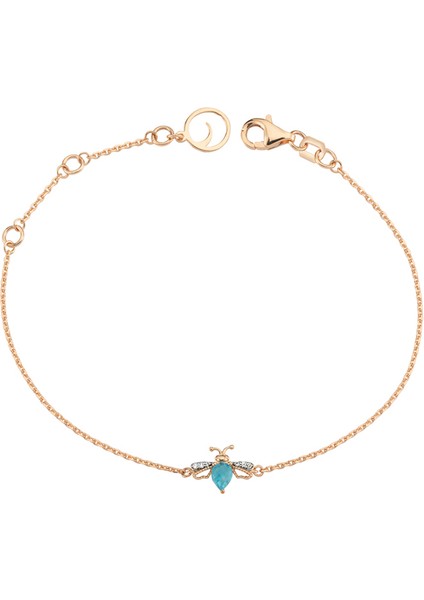 Queen Bee Kadın Mavi Topaz Pırlanta Altın Bileklik