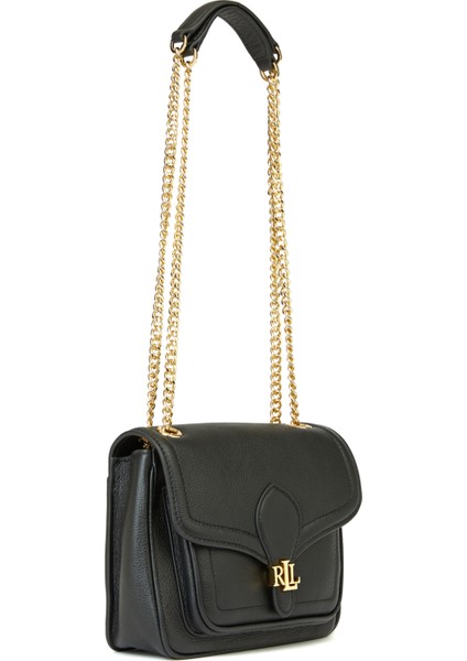 Siyah Logo Detaylı Kadın Deri Omuz Çantası modelleri